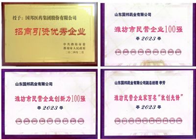 【喜讯】和记官方网站医药及下属山东和记官方网站药业喜获2023潍坊招商引资优秀企业、潍坊民营企业100强等多项荣誉